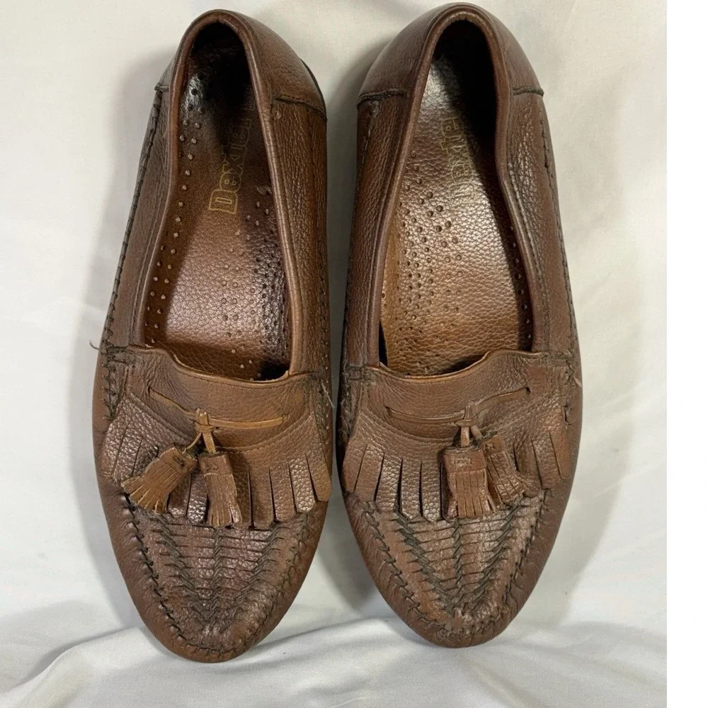 Dexter Brown Tassel Kiltie Leather Men's Brown Loafers 9.5M Made in US 318112